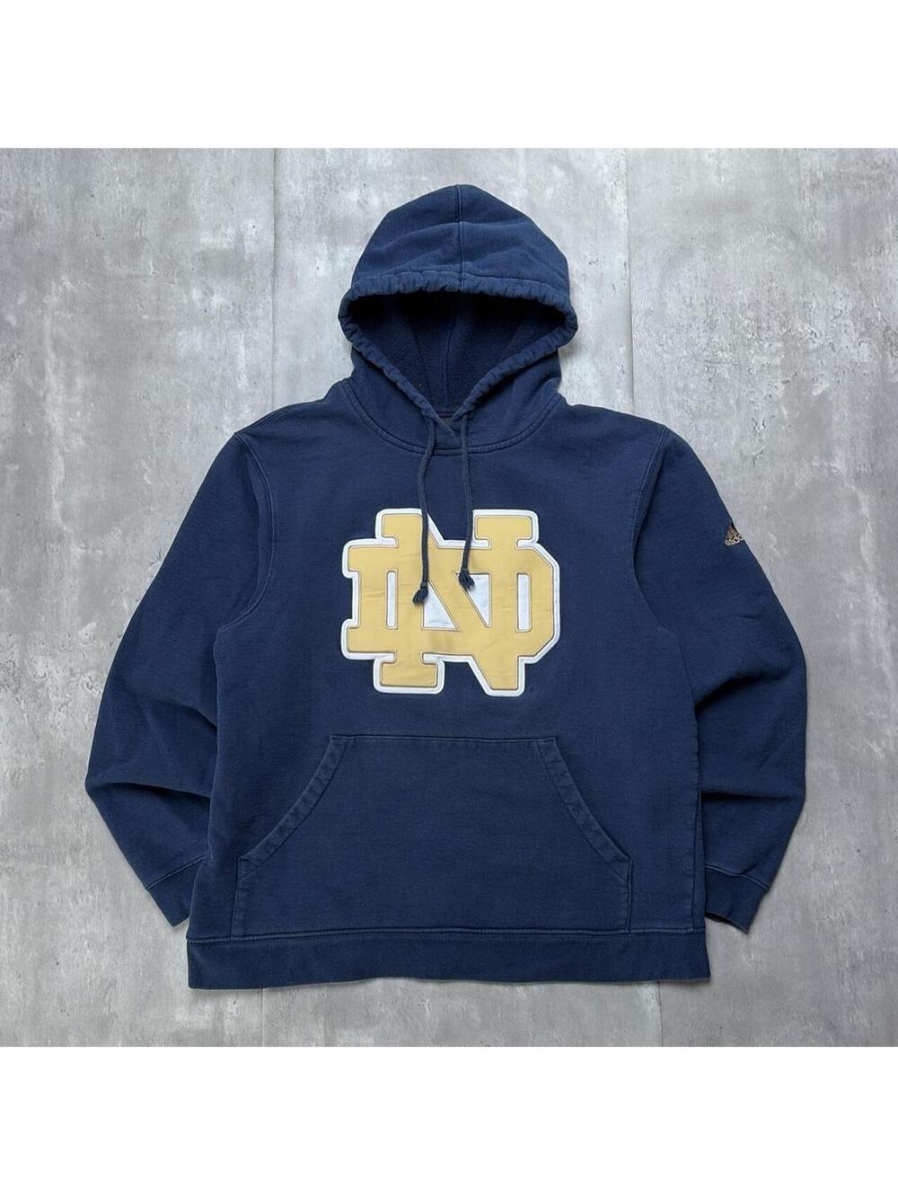 Y2K Navy Adidas Notre Dame University Baggy Skater Hoodie